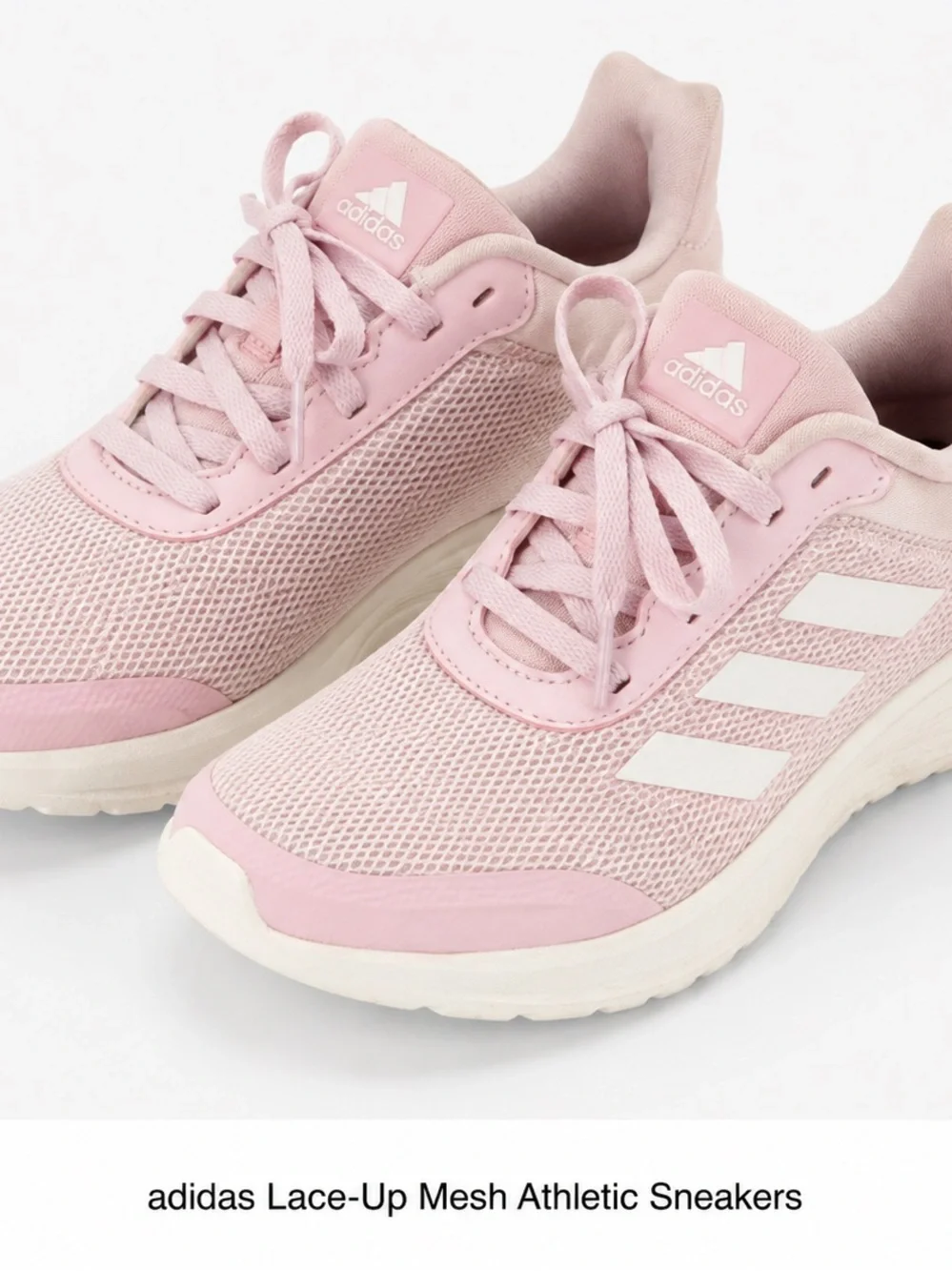 adidas Girls Light Pink Mesh Lace-Up Athletic Sneakers
